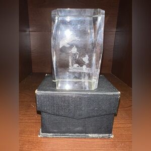 Crystal Image Laser Cut Frolicking‎ Dolphin Paperweight 3 1/8”x2” sq.